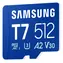 Samsung T7 niebieski / karta pamięci microSDXC / 512 GB / UHS-I U3 / klasa 10, V30, A2 / odczyt: 170 MB/s / zapis: 30 MB/s