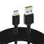 Green Cell Cable Ray czarny / Kabel do transmisji danych / USB-A - USB-C / zielone podświetlenie LED / QC 3.0 / 1,2 m