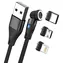 RealPower MagneticCharge3 czarny / Magnetyczny kabel ładujący / USB-A / 3 A / 1 m / 6 adapterów