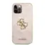 Tylna obudowa Guess PU 4G z metalowym Logo do Apple iPhone 12 i 12 Pro w kolorze różowym