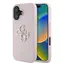 Tylna obudowa Guess PU Grained 4G z metalowym Logo do iPhone'a 16 w kolorze różowym