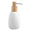 Dozownik do mydła Spirella Sven biały / żywica poliestrowa / drewno / 260 ml
