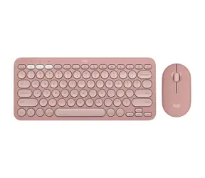 Zestaw klawiatury i myszy bezprzewodowej Logitech MK380 Pebble 2 w kolorze różowym