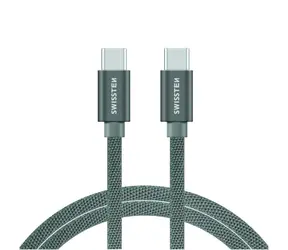 Kabel do transmisji danych Swissten TEXTILE USB-C - USB-C 2m srebrny