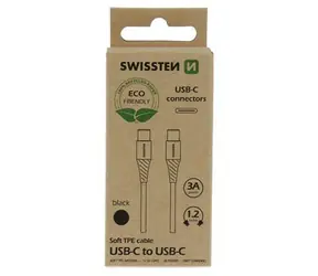 Swissten kabel do transmisji danych USB-C - USB-C 1,2m czarny (OPAKOWANIE EKO)