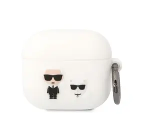 Silikonowe etui Karl Lagerfeld i Choupette do Apple Airpods 3 w kolorze białym