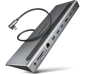 Axagon HMC-4KX3 Hub USB 5Gbps, 3x USB-A, 2x HDMI i DP 4K/60Hz, RJ-45 GLAN, SD/mSD, audio, PD 100W, kabel USB-C 40cm