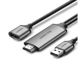 Ugreen Cyfrowy adapter AV USB-A (M) i USB-A (F) - HDMI (M) 1,5 m szary