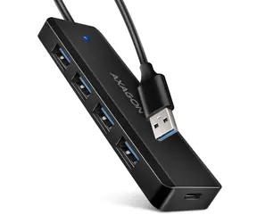 Axagon HUE-C1A, 4X koncentrator USB 5Gbps TRAVEL, złącze zasilania USB-C, kabel USB-A 19cm