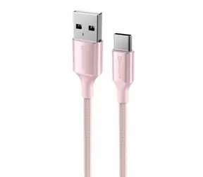 Kabel do transmisji danych Swissten TEXTILE II USB - USB-C 1,5m różowy