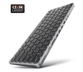 Axagon HMC-KB-CS, koncentrator USB 5Gbps z klawiaturą CZ/SK, HDMI 4K/60Hz, 3x USB-A, SD/mSD, audio, PD 100W, kabel USB-C 60cm