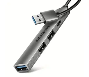 Axagon HUE-STA, 4X USB ALU STRIP hub, 1x USB-A 5 Gb/s, 2x USB-A i 1x USB-C 480 Mb/s, kabel USB-A 12 cm