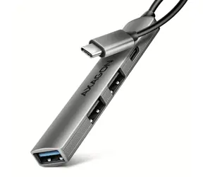 Axagon HUE-STC, 4X USB ALU STRIP hub, 1x USB-A 5 Gb/s, 2x USB-A i 1x USB-C 480 Mb/s, kabel USB-C 12 cm