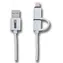 2GO 2w1 biały / Kabel do transmisji danych i ładowania / USB-A do Micro-USB + Lightning / 1 m
