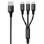 Kabel ładujący 2GO USB 3w1 Nylon czarny / 3× USB-C / 1,5 m / 3 A