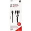 Kabel ładujący 2GO 3w1 czarny / USB-A - USB-C / Micro-USB / Lightning / 1,5 m / nylonowy / 3 A