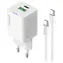 Ładowarka sieciowa Colorway GaN biała / Adapter ładujący + kabel USB-C / 20 W / USB-C PD PPS / USB-A
