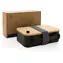 XD Design Lunch box czarny / Pokrywka bambusowa / 700 ml