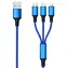 2GO 3w1 czarny, niebieski / Kabel ładujący / USB-A do USB-C, Micro-USB, Lightning / 1,5 m / 3 A