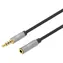 Manhattan Aux 3,5 mm / Przewód przedłużający audio / Jack 3,5 mm męski-żeński / 1 m / czarny, srebrny