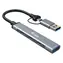Equip szary / hub USB / 4 porty / 3x USB-C, 1x USB-A / USB 3.2 Gen 1 / 5 Gbit/s