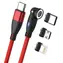 RealPower Magnetic 100W czerwony / Magnetyczny kabel ładujący USB-C / 100 W PD / 1 m / Adaptery Lightning, micro-USB