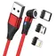 RealPower Magnetic 3A czerwony / Magnetyczny kabel ładujący / USB-A / 2 m / 6 adapterów