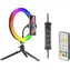 Pierścień Tracer RGB 26 cm / Okrągła lampa LED / Statyw do telefonu / Pilot zdalnego sterowania / 18 kolorów