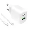 Puro PRO LITE biały / Ładowarka sieciowa / USB-A + USB-C / PD 30 W / Kabel USB-C-USB-C 1,2 m