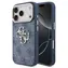 Guess PU Leather 4G Metalowa ramka z Logo w kolorze złotym, niebieska / Tylna obudowa / iPhone 18 Pro