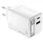 Troika POWER PULL 35 biały / Ładowarka / GaN / USB-C + USB-A / 35W PD / zwijany kabel USB-C