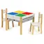 ECOTOYS Drewniany stolik dziecięcy z planszą do gry i dwoma krzesełkami / Meble dziecięce / Lita sosna / 60,5x60,5x50 cm