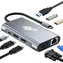 TB Touch 8w1 szary / Hub USB-C / 2x HDMI / 3x USB-A / VGA / RJ45 / PD