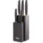 Lamart LT2158 srebrno-czarny / Zestaw noży / 5 szt. / Blok 22 x 11 cm