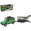KIDS GLOBE Traffic Land Rover z przyczepą i dinozaurem / Samochód z przyczepą / 28 cm / metal / od 3 lat