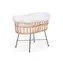 Childhome Kosz dziecięcy z rattanowych metalowych nóg + materac + pokrycie Jersey Ecru
