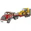 Ciężarówka Bruder 02813 MACK Granite z przyczepą i traktorem JCB 4CX / 1:16 / od 3 lat