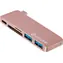 eSTUFF USB-C Hub różowy / 2 x USB 3.0 + 1 x USB C + czytnik SD-MicroSD 