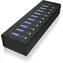 Hub USB Icy Box IB-AC6110 czarny / 10x USB 3.0 / z ładowaniem USB