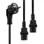Kabel zasilający MicroConnect Schuko kątowy 90° - 2x C13 1,8m czarny