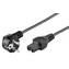 Kabel zasilający MicroConnect Schuko kąt 90° - C15 2m czarny