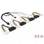 Kabel DeLock miniSAS HD SFF-8643 (M) - 4X SAS SFF-8482 (F) i 4X Molex (M) 0,5 m 