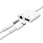 Joyroom S-Y104 Adapter audio Lightning (M) - Jack 3,5 mm + Lightning (F) 1,5 A biały 