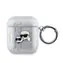 Etui Karl Lagerfeld z wytłoczonym PU Karl i Choupette Heads do Apple AirPods 1/2 srebrne