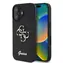 Tylna obudowa Guess PU FIXED Glitter 4G z metalowym Logo do Apple iPhone 16 w kolorze czarnym