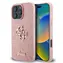 Tylna obudowa Guess PU FIXED Glitter 4G z metalowym Logo do Apple iPhone 16 Pro Max, różowa