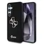 Tylna obudowa Guess PU FIXED Glitter 4G z metalowym Logo do Samsung Galaxy S25 w kolorze czarnym