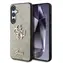 Tylna obudowa Guess PU FIXED Glitter 4G z metalowym Logo do Samsung Galaxy S25 Gold