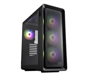 Fortron CUT593P czarny / ATX / 2x USB3.0 + 1x USB-C / 4X 140mm ARGB / bez zasilacza / przezroczysty panel boczny / podświetlenie ARGB