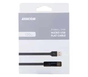 Avacom MIC-120K czarny / Kabel USB - Micro USB / płaski / 120 cm